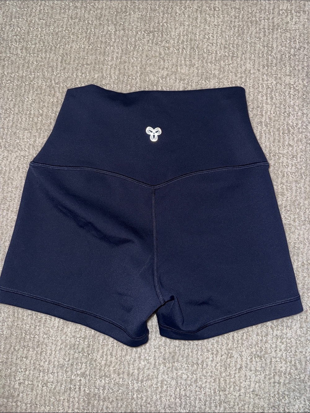 Aritzia Glossform High-Waist Cheeky Shorts - Navy with Gold Logo
